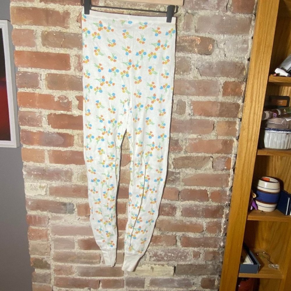 Vintage Thermal Waffle Lady Arctex Floral Underwear Long Johns M